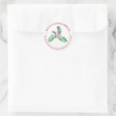 Waterverf Holly Leaves en Berries Return Address Ronde Sticker (Tas)