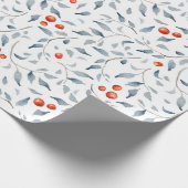 Waterverf Holly Leaves kerst Cadeaupapier (Hoek)