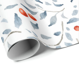 Waterverf Holly Leaves kerst Cadeaupapier