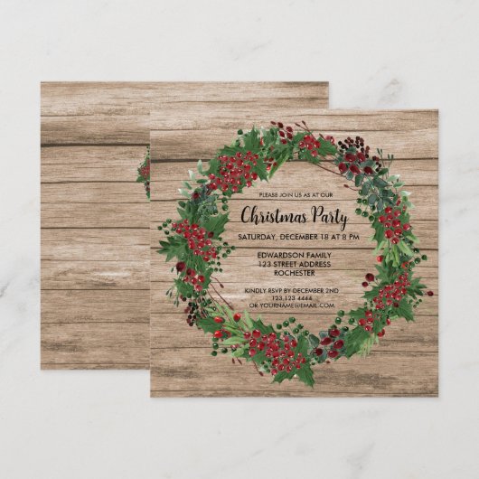 Waterverf Holly met kerstfeest Kaart (Voorkant / Achterkant)