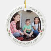 Waterverf Holly Nieuwe Huis Eerste Kerstmis Huis 2 Keramisch Ornament (Achterkant)