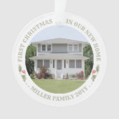 Waterverf Holly Nieuwe Huis Eerste Kerstmis Huis 2 Ornament (voorkant)