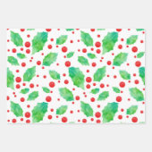 Waterverf Holly Pattern Inpakpapier Vel (Voorkant)