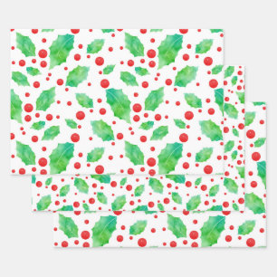 Waterverf Holly Pattern Inpakpapier Vel