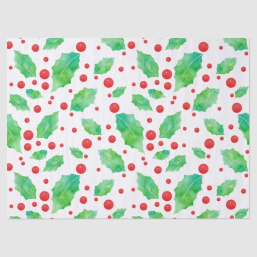 Waterverf Holly Pattern Tissuepapier (Voorkant)