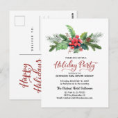 Waterverf Holly Pine & Berry | Vakantie Briefkaart (Voorkant / Achterkant)