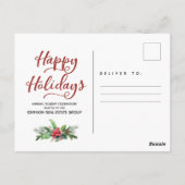 Waterverf Holly Pine & Berry | Vakantie Briefkaart (Achterkant)