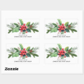 Waterverf Holly Pine & Berry | Vakantiebudget Rechthoekige Sticker (Vel)
