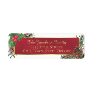 Waterverf Holly & Pine Holiday Return-adres Etiket