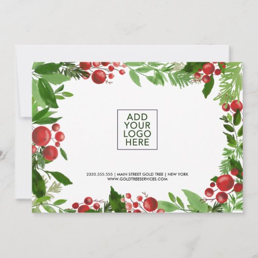 Waterverf Holly Red Berries | Cadeaubon (Achterkant)