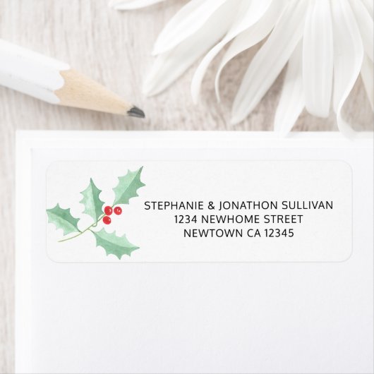 Waterverf Holly Return-adres Etiket (Insitu)