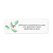 Waterverf Holly Return-adres Etiket (Voorkant)
