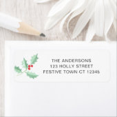 Waterverf Holly Return-adreslabel Etiket (Insitu)