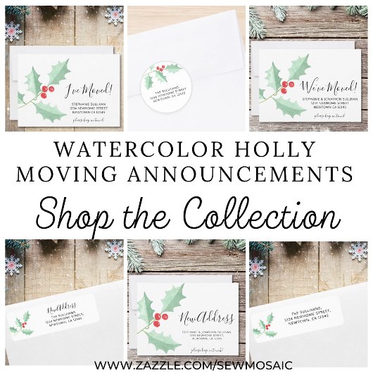 Waterverf Holly Return-adreslabel Etiket