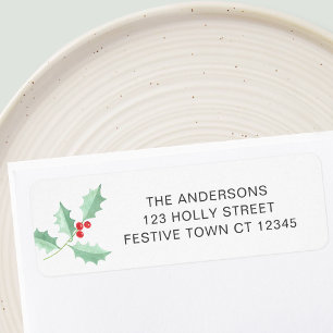 Waterverf Holly Return-adreslabel Etiket