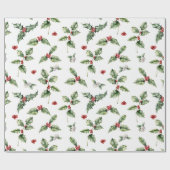 Waterverf Holly, rode bessen, mistletoe kerst Cadeaupapier (Vlak)