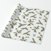 Waterverf Holly, rode bessen, mistletoe kerst Cadeaupapier (Uitgerold)