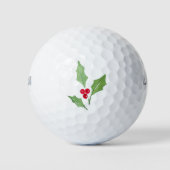 Waterverf Holly Sprig 2 Golfballen (Voorkant)