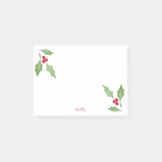 Waterverf Holly Sprig 2 Post-it® Notes (Voorkant)