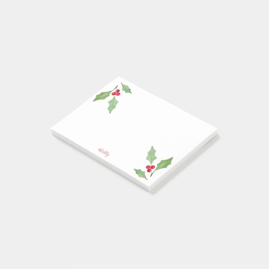 Waterverf Holly Sprig 2 Post-it® Notes (Schuin)