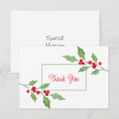 Waterverf Holly Sprig Bedankkaart (Voorkant / Achterkant)