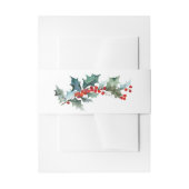 Waterverf Holly Sprig Botanical Uitnodigingen Wikkel (Voorkant Voorbeeld)