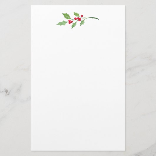 Waterverf Holly Sprig Briefpapier (Voorkant)