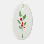 Waterverf Holly Sprig Keramisch Ornament (Rechts)