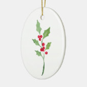Waterverf Holly Sprig Keramisch Ornament (Links)