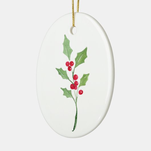 Waterverf Holly Sprig Keramisch Ornament (Links)