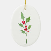Waterverf Holly Sprig Keramisch Ornament (Voorkant)