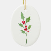 Waterverf Holly Sprig Keramisch Ornament (Achterkant)