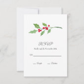 Waterverf Holly Sprig RSVP Kaartje (Voorkant)