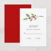 Waterverf Holly Sprig RSVP Kaartje (Voorkant / Achterkant)
