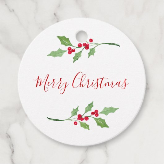 Waterverf Holly Sprigs Bedankjes Labels (Voorkant)