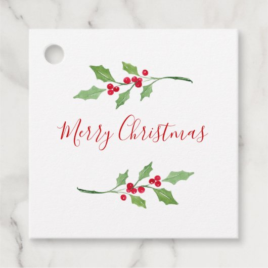 Waterverf Holly Sprigs Bedankjes Labels (Voorkant)