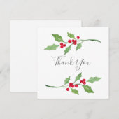Waterverf Holly Sprigs Bedankkaart (Voorkant / Achterkant)
