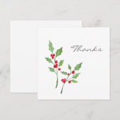 Waterverf Holly Sprigs Bedankkaart (Voorkant / Achterkant)