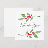 Waterverf Holly Sprigs Bedankkaart (Voorkant / Achterkant)