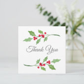 Waterverf Holly Sprigs Bedankkaart (Staand voorkant)