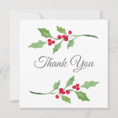 Waterverf Holly Sprigs Bedankkaart (Voorkant)