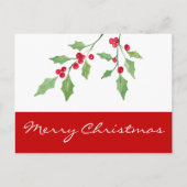 Waterverf Holly Sprigs Briefkaart (Voorkant)