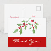Waterverf Holly Sprigs Briefkaart (Voorkant / Achterkant)