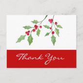 Waterverf Holly Sprigs Briefkaart (Voorkant)