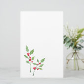 Waterverf Holly Sprigs Briefpapier (Staand voorkant)