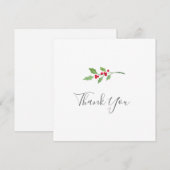 Waterverf Holly Sprigs Hartelijk dank Bedankkaart (Voorkant / Achterkant)