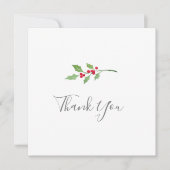 Waterverf Holly Sprigs Hartelijk dank Bedankkaart (Voorkant)