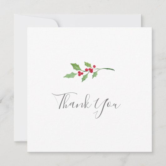 Waterverf Holly Sprigs Hartelijk dank Bedankkaart (Voorkant)