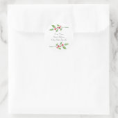 "Waterverf Holly Sprigs"-labels Ronde Sticker (Tas)