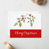 Waterverf Holly Sprigs Notitiekaartje (Voorkant / Achterkant in situ)